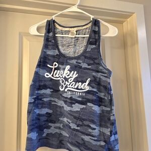 Lucky Brand Blue Camo Tank Top with White Logo